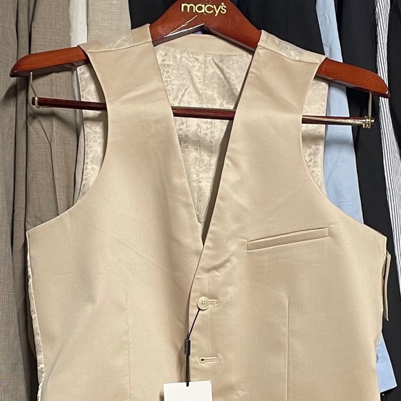 Bar III Men's Slim Fit Tan Linen Suit Vest Small Brand New - Picture 2 of 4